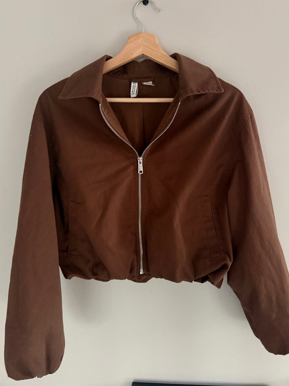 H&M Brown Zip-Front Bomber Jacket XS